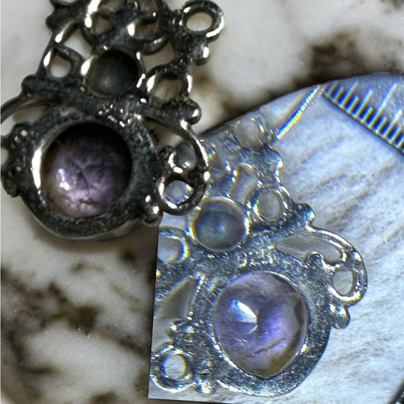 Sterling Silver Amethyst Drop Earrings - Picture 9 of 12